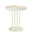 Modern Round White Sintered Stone Side Table for Living Room