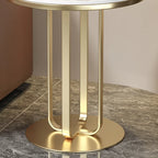 Modern Round White Sintered Stone Side Table for Living Room