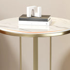 Modern Round White Sintered Stone Side Table for Living Room
