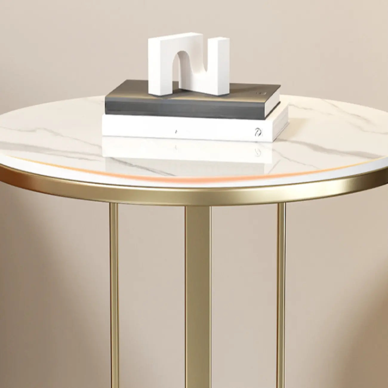 Modern Round White Sintered Stone Side Table for Living Room