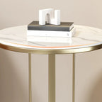 Modern Round White Sintered Stone Side Table for Living Room