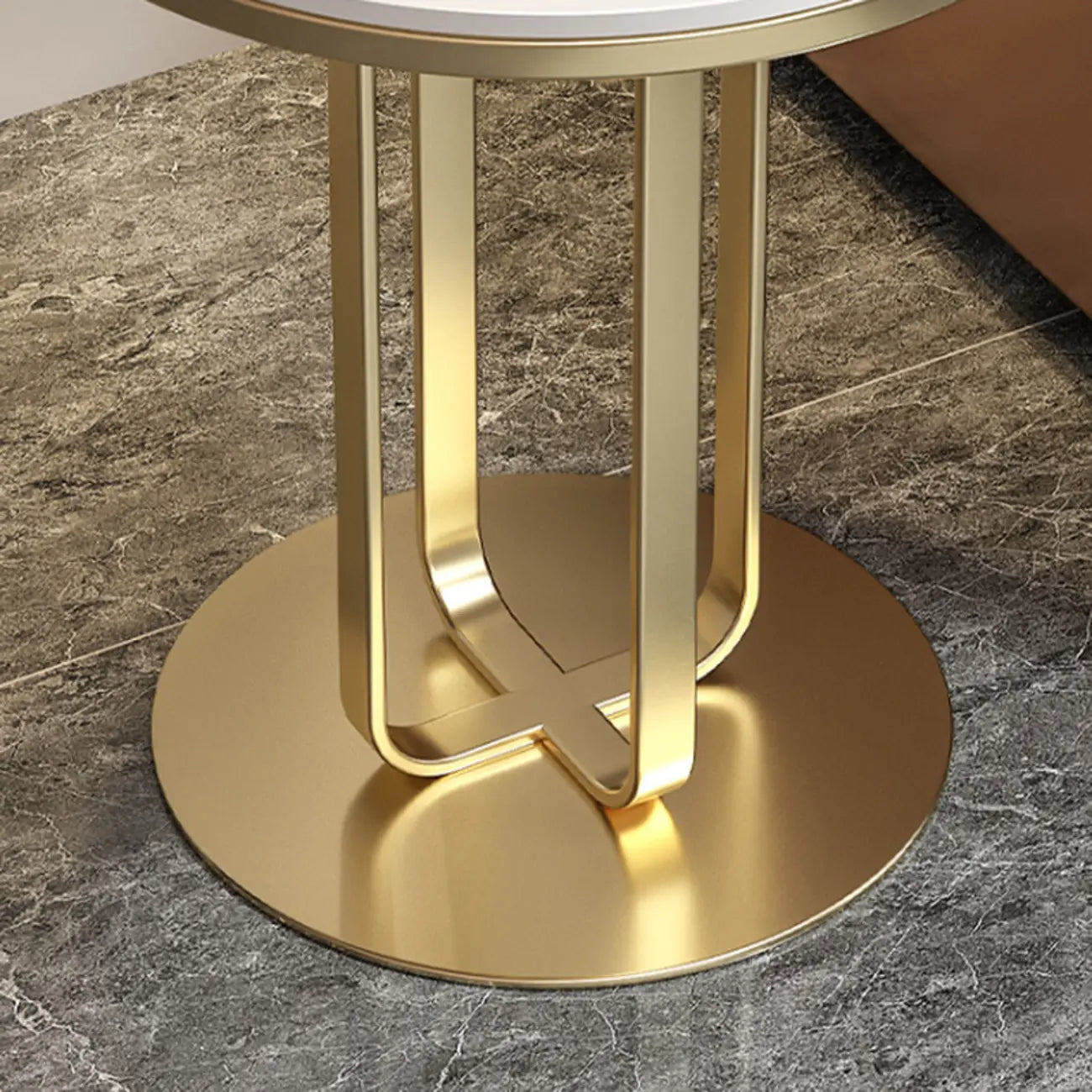 Modern Round White Sintered Stone Side Table for Living Room