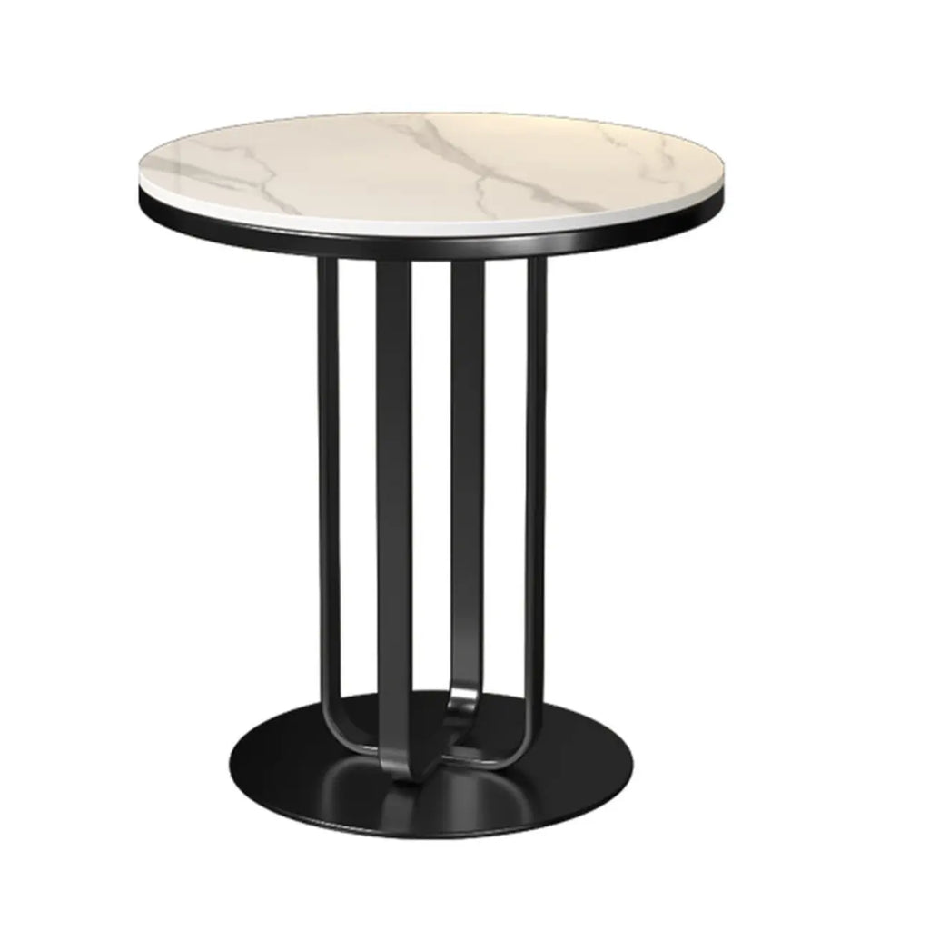 Modern Round White Sintered Stone Side Table for Living Room