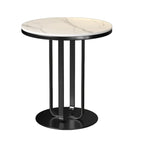Modern Round White Sintered Stone Side Table for Living Room