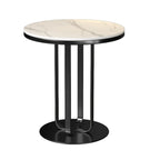 Modern Round White Sintered Stone Side Table for Living Room