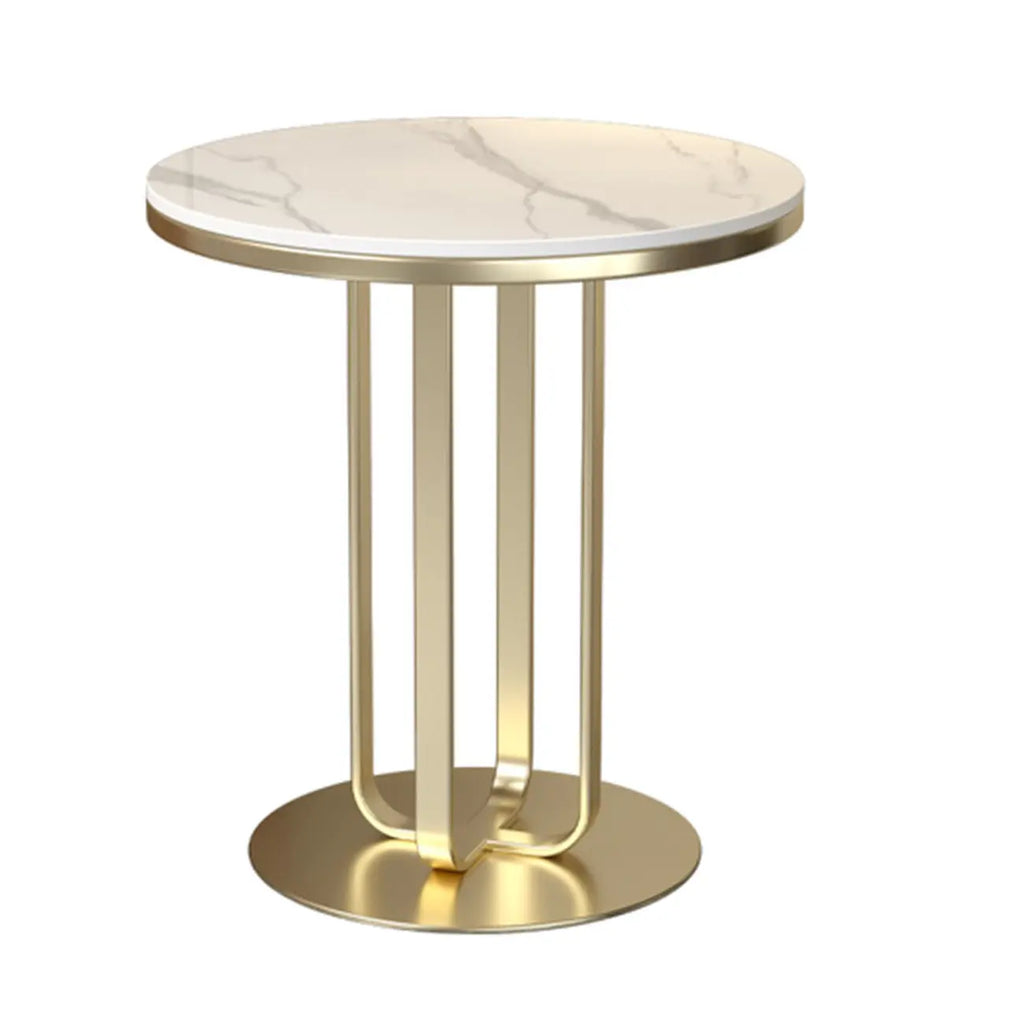 Modern Round White Sintered Stone Side Table for Living Room