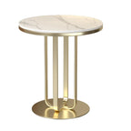 Modern Round White Sintered Stone Side Table for Living Room