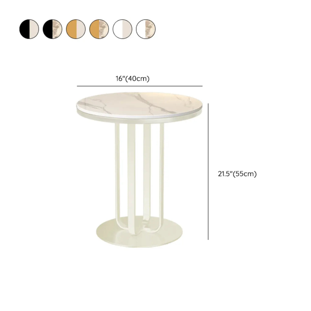 Modern Round White Sintered Stone Side Table for Living Room