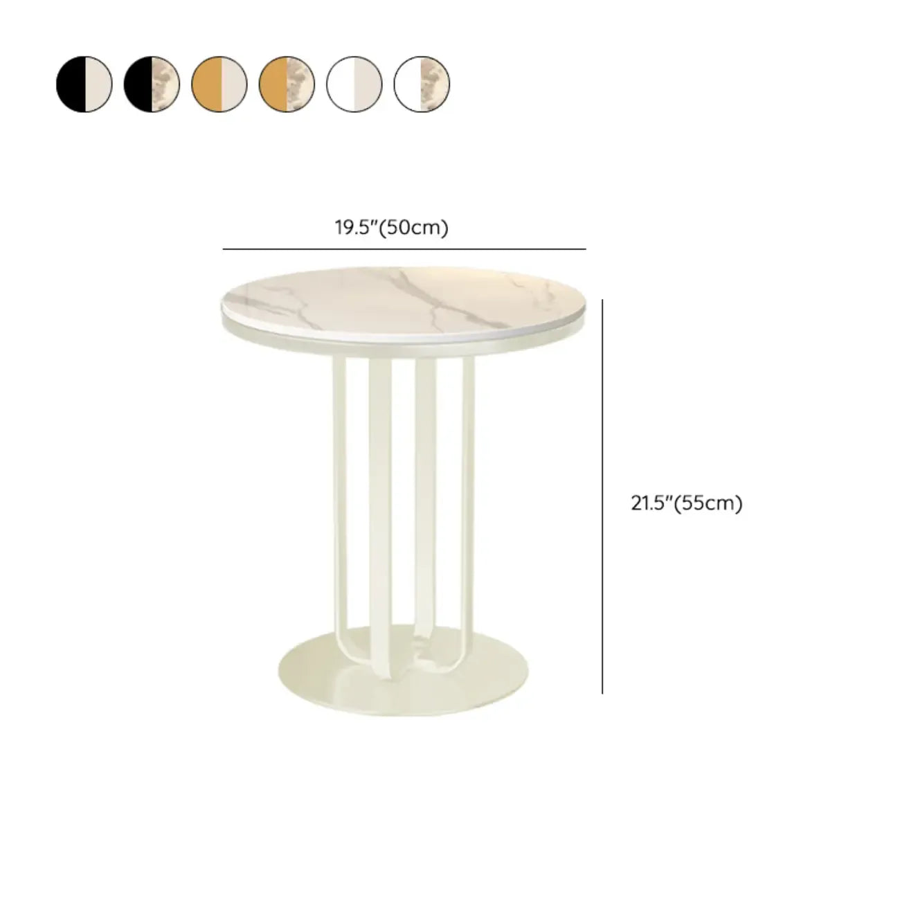 Modern Round White Sintered Stone Side Table for Living Room