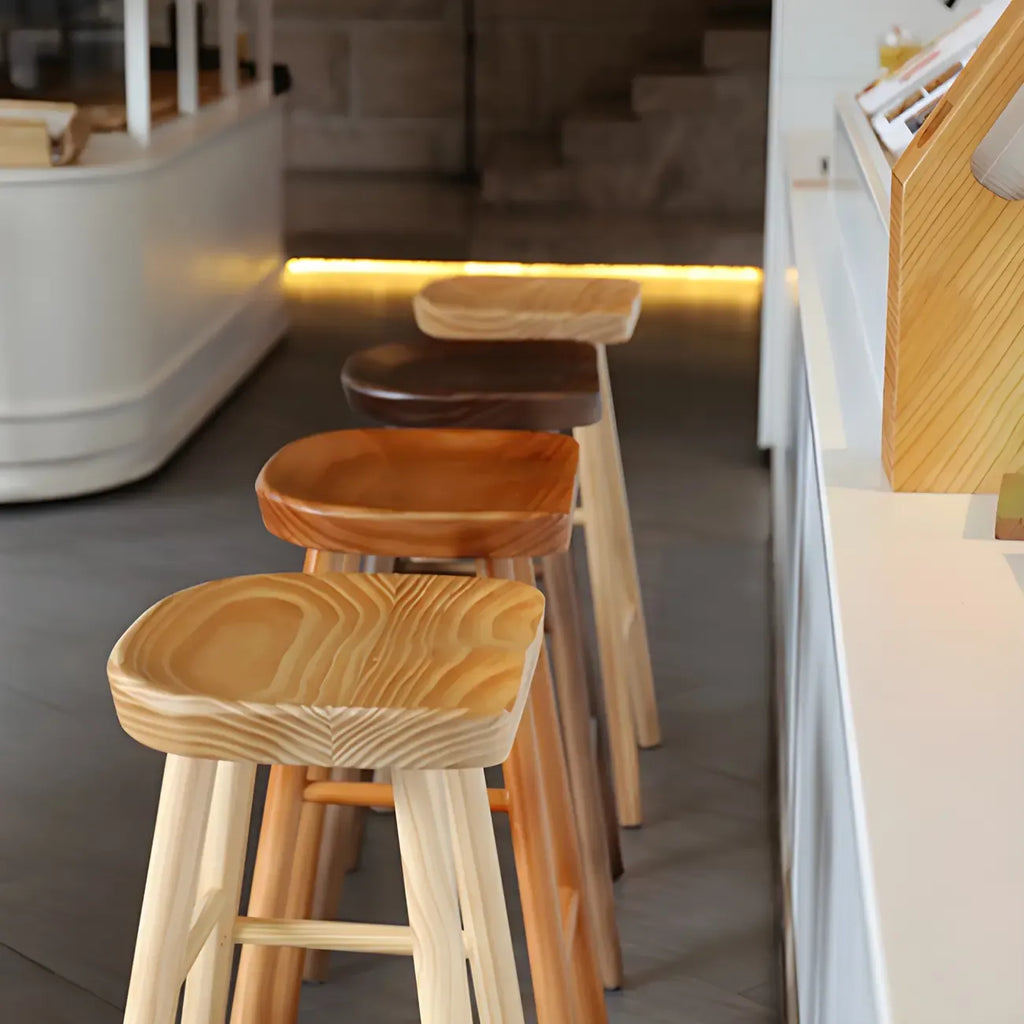 Rustic Saddle Backless Bar Stool Counter Height