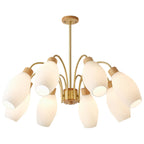 Modern Adjustable White Chandelier with Glass Shades