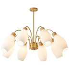 Modern Adjustable White Chandelier with Glass Shades