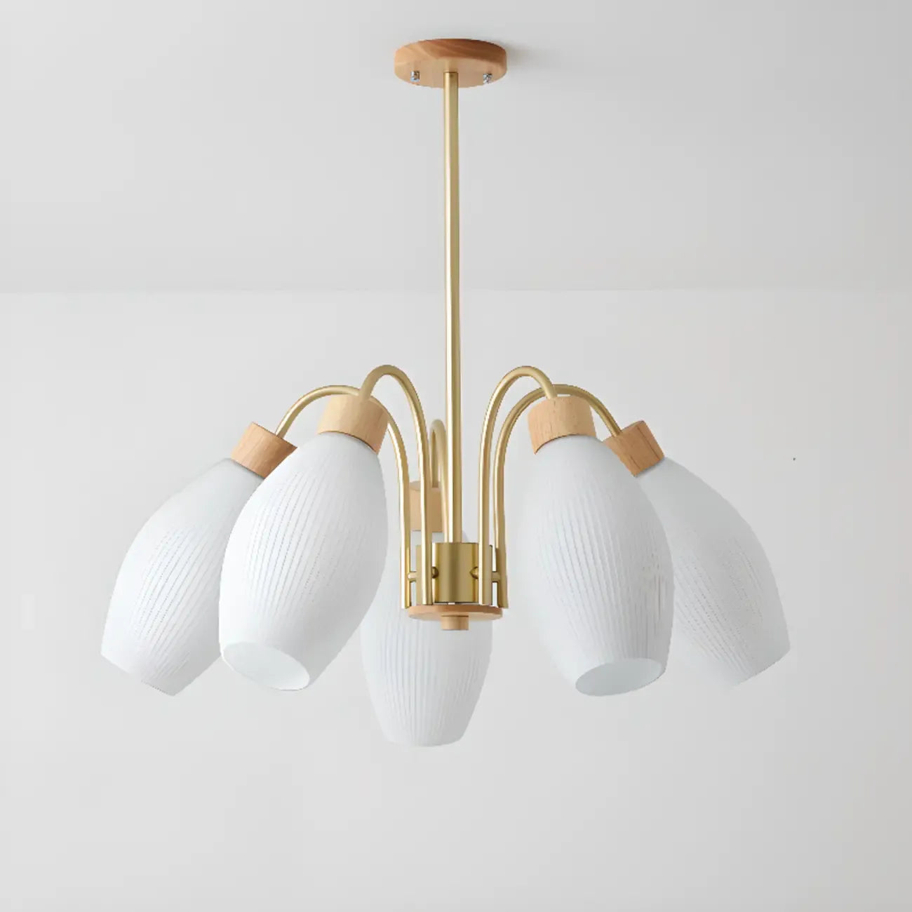 Modern Adjustable White Chandelier with Glass Shades