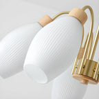 Modern Adjustable White Chandelier with Glass Shades