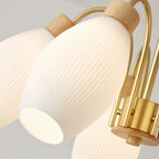 Modern Adjustable White Chandelier with Glass Shades