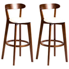 Wooden Upholstered Low Back Bar Height Stools Set of 2