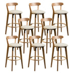 Wooden Upholstered Low Back Bar Height Stools Set of 2