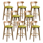 Wooden Upholstered Low Back Bar Height Stools Set of 2