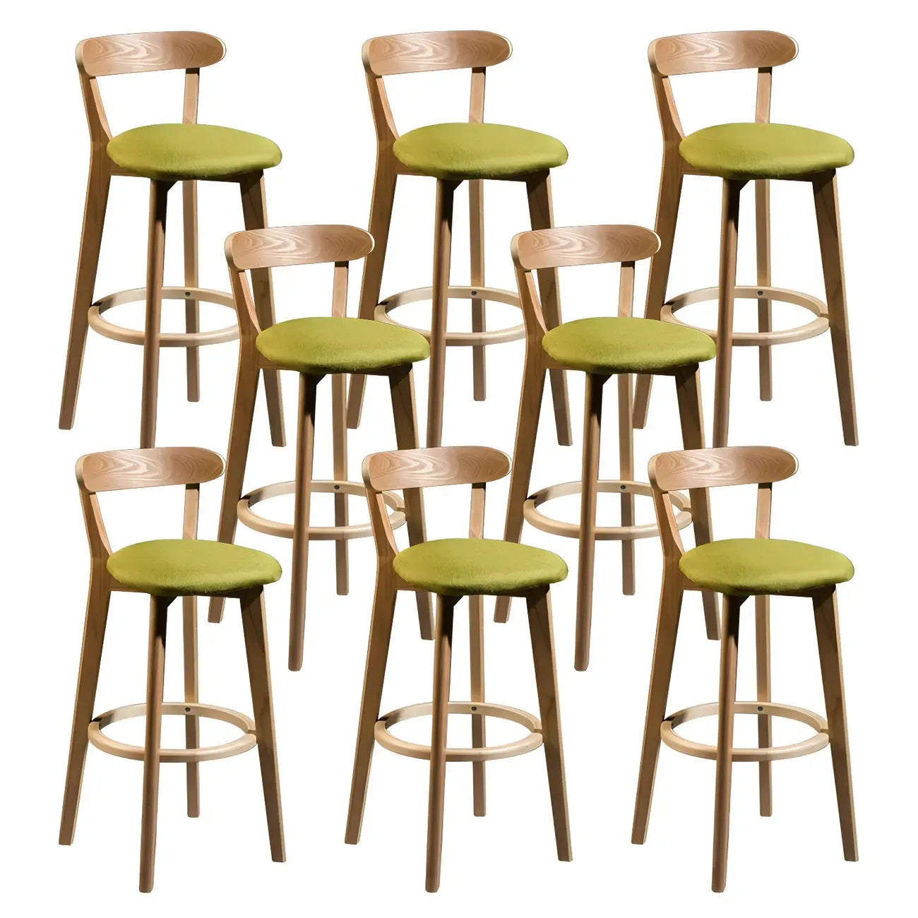 Wooden Upholstered Low Back Bar Height Stools Set of 2