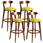 Wooden Upholstered Low Back Bar Height Stools Set of 2