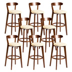 Wooden Upholstered Low Back Bar Height Stools Set of 2