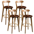 Wooden Upholstered Low Back Bar Height Stools Set of 2