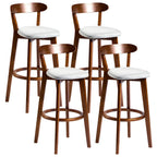 Wooden Upholstered Low Back Bar Height Stools Set of 2