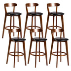 Wooden Upholstered Low Back Bar Height Stools Set of 2