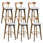 Wooden Upholstered Low Back Bar Height Stools Set of 2