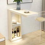 Decorative White Bar Table with Storage Shelves for Living Room