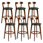 Wooden Upholstered Low Back Bar Height Stools Set of 2