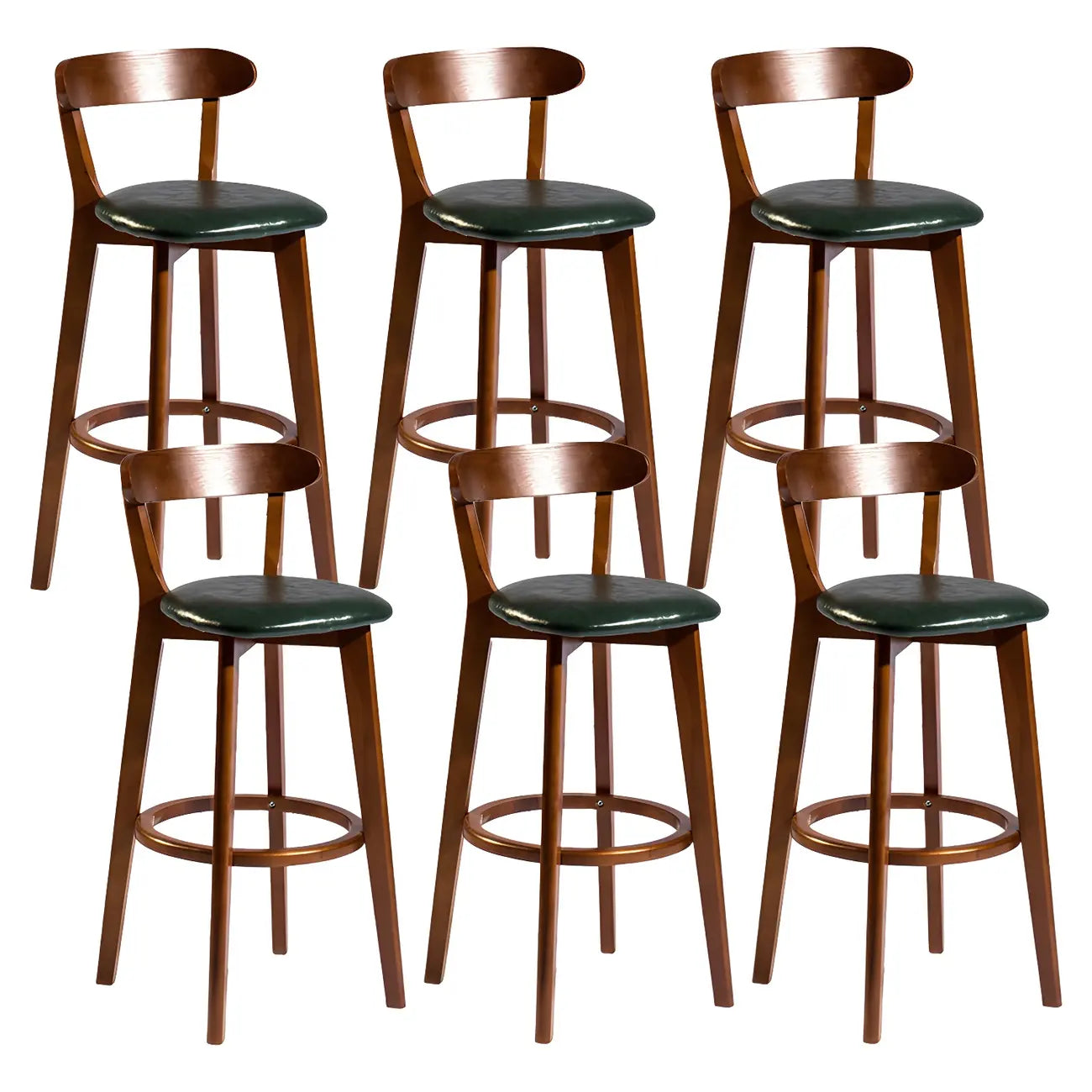 Wooden Upholstered Low Back Bar Height Stools Set of 2
