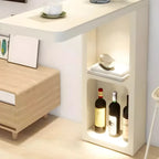 Decorative White Bar Table with Storage Shelves for Living Room