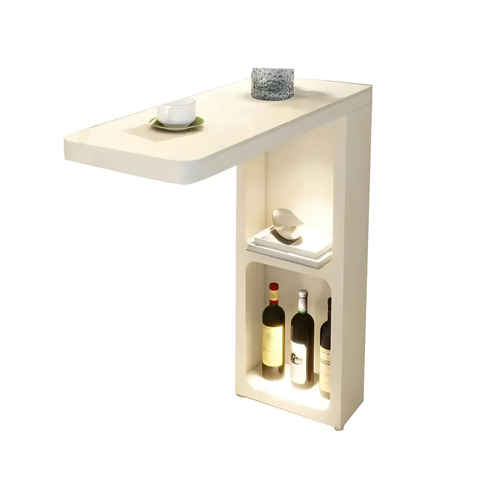 Decorative White Bar Table with Storage Shelves for Living Room