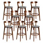 Wooden Upholstered Low Back Bar Height Stools Set of 2