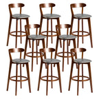 Wooden Upholstered Low Back Bar Height Stools Set of 2