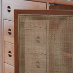 Classic Rattan Wood Sideboard with Storage for Dining Room