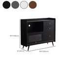 Modern 3 Drawer Buffet Table with Glass Doors in Black