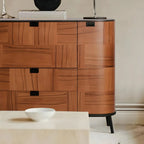 Brown Wooden Sideboard Cabinets with Stone Countertop