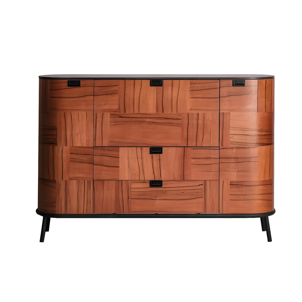 Brown Wooden Sideboard Cabinets with Stone Countertop