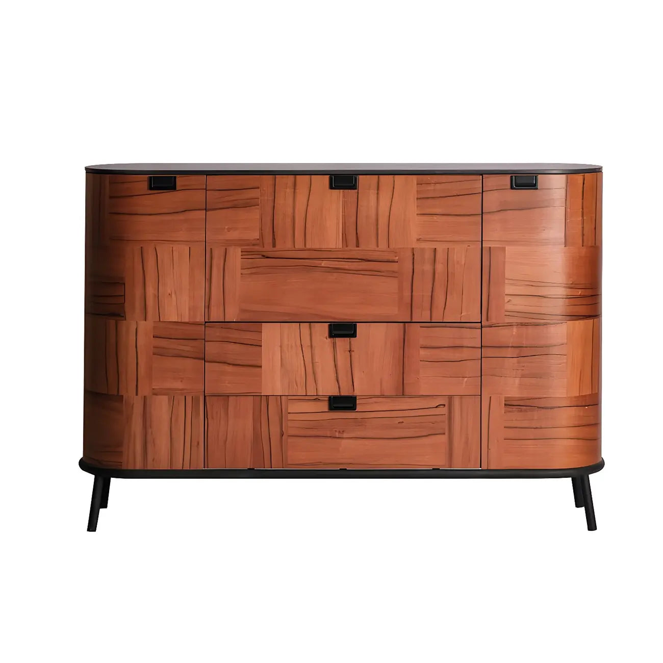 Brown Wooden Sideboard Cabinets with Stone Countertop