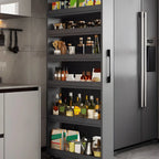 Modern Wooden Buffet Table with Open Shelves and Caster