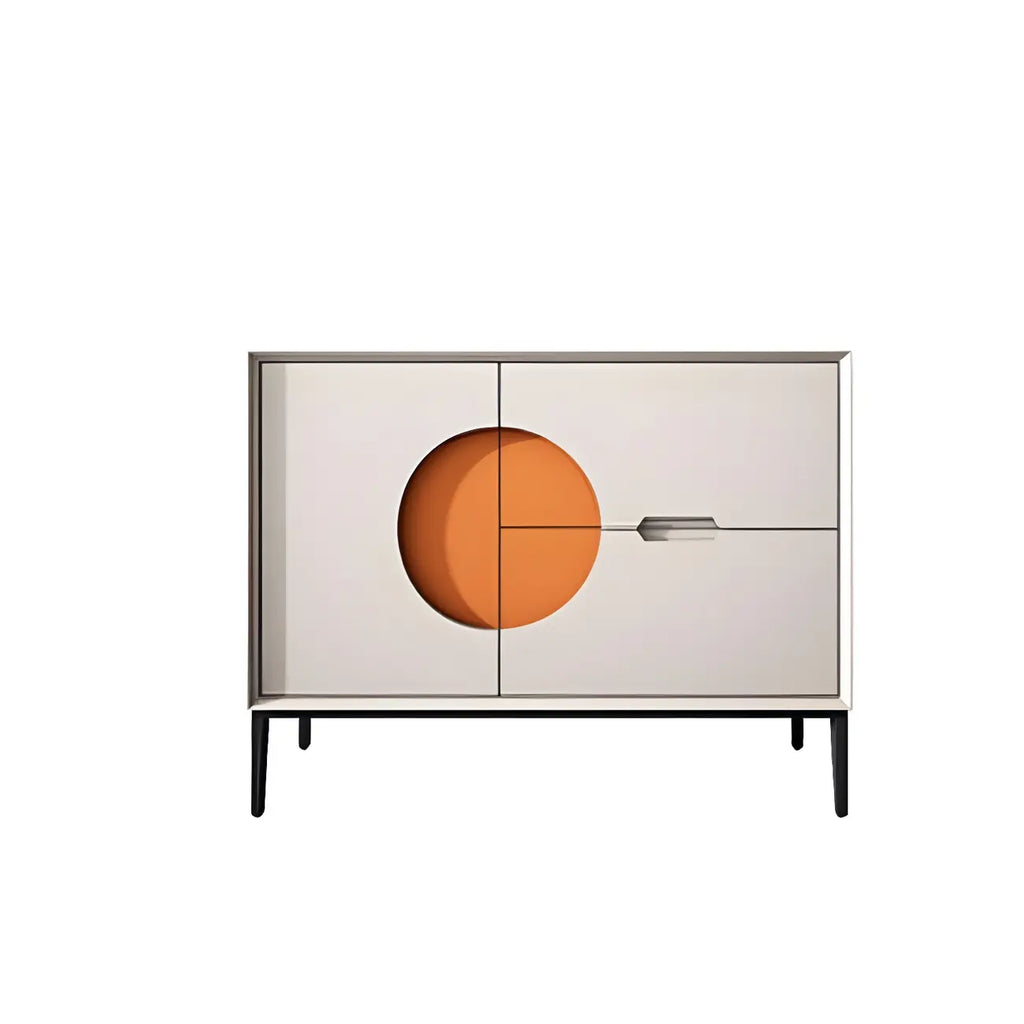 Glam Geometric Wooden Buffet Table with Storage
