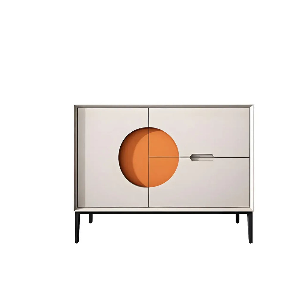 Glam Geometric Wooden Buffet Table with Storage