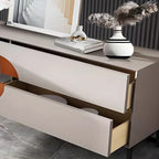 Glam Geometric Wooden Buffet Table with Storage