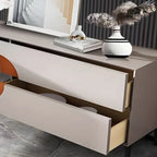 Glam Geometric Wooden Buffet Table with Storage