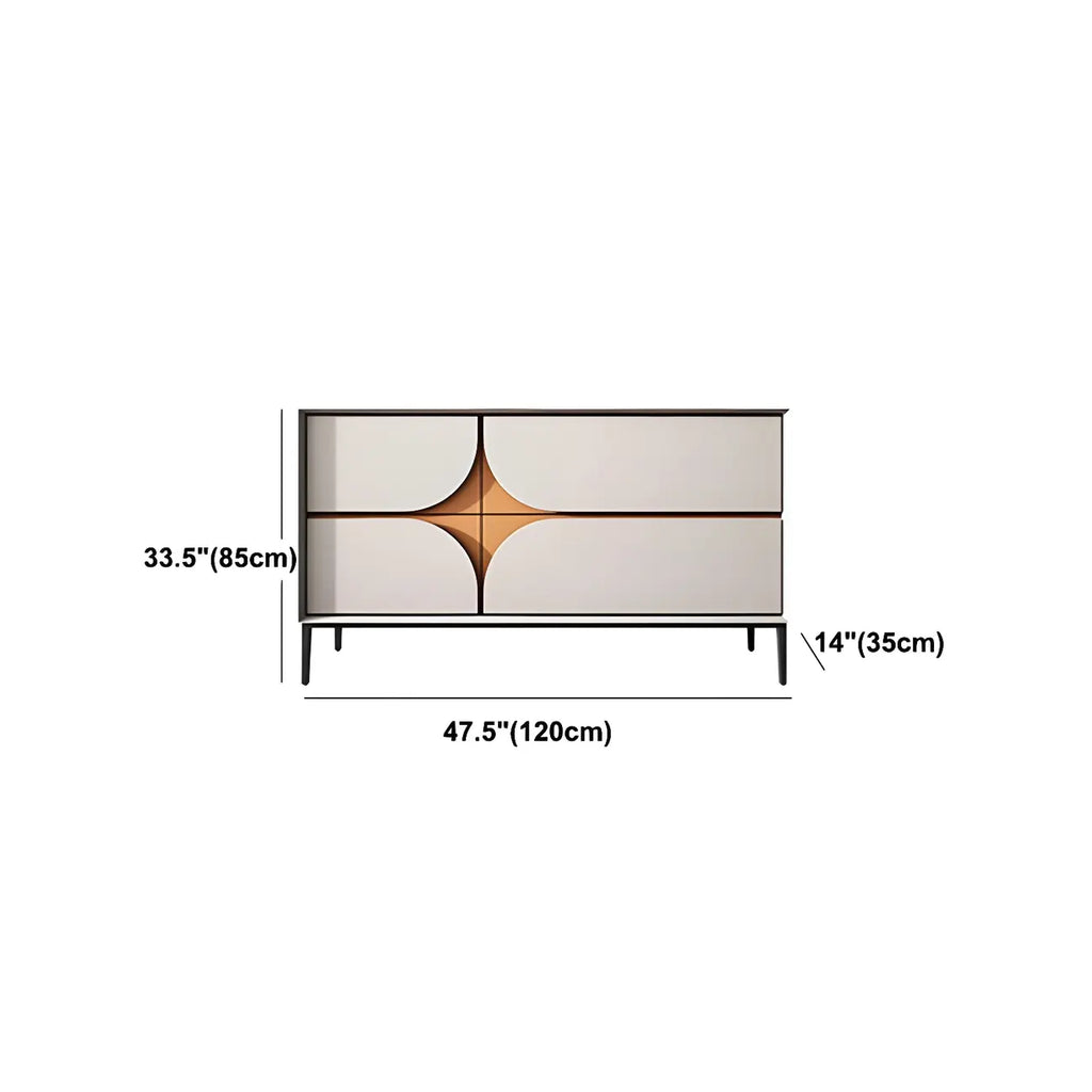 Glam Geometric Wooden Buffet Table with Storage