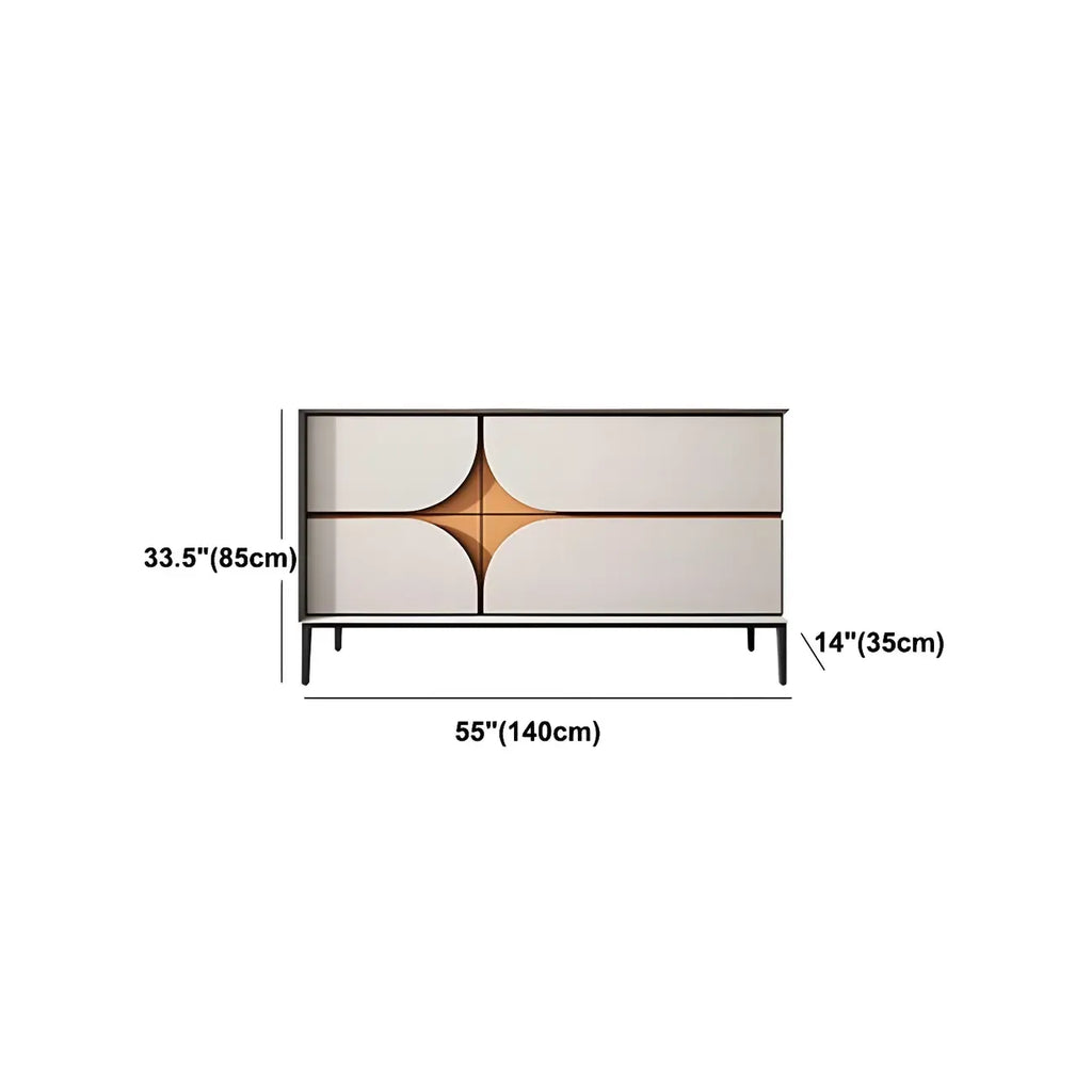 Glam Geometric Wooden Buffet Table with Storage