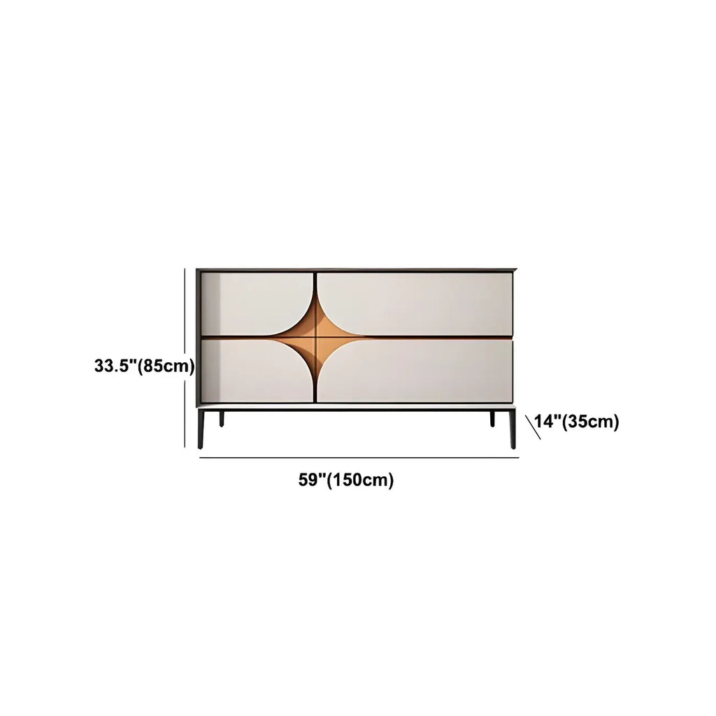 Glam Geometric Wooden Buffet Table with Storage
