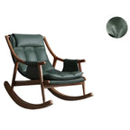 Modern Wood Nappa Upholstered Rocking Chair with Footstool